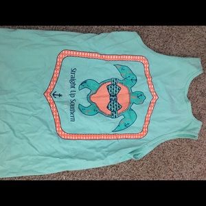 Simply southern teal tank top 100% cotton